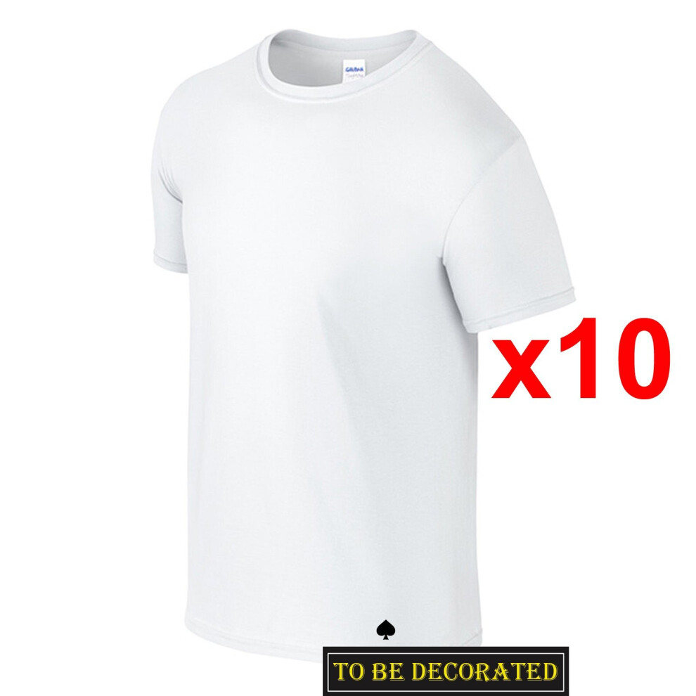 (S) 10 Packs Gildan T-SHIRT Basic Tee S - 5XL Small Big Men Heavy Cotton (White)