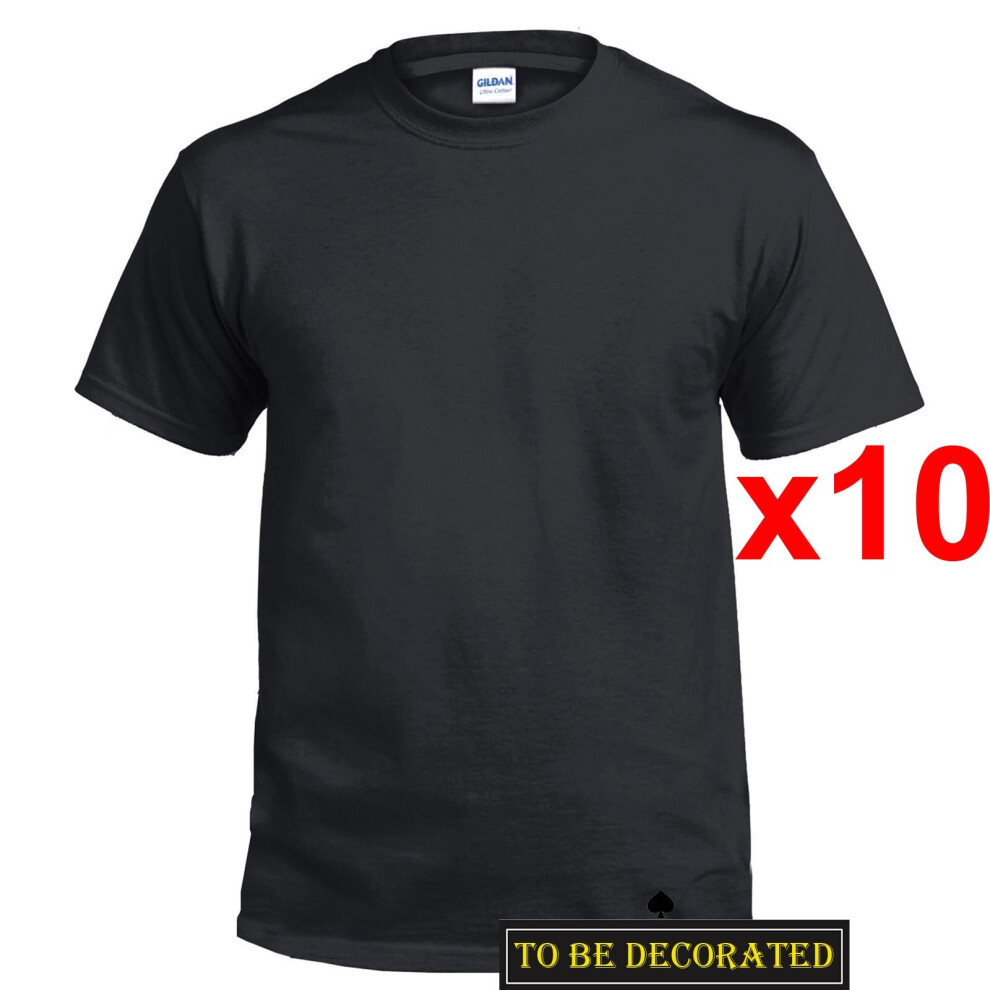 (S) 10 Packs Gildan T-SHIRT Basic Tee S - 5XL Small Big Men Heavy Cotton (Black)