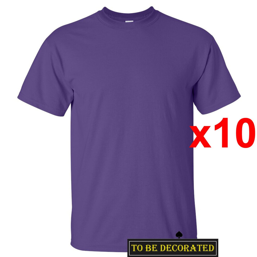 (2XL) 10 Packs Gildan T-SHIRT Basic Tee S - 5XL Small Big Men Heavy Cotton (Purple)