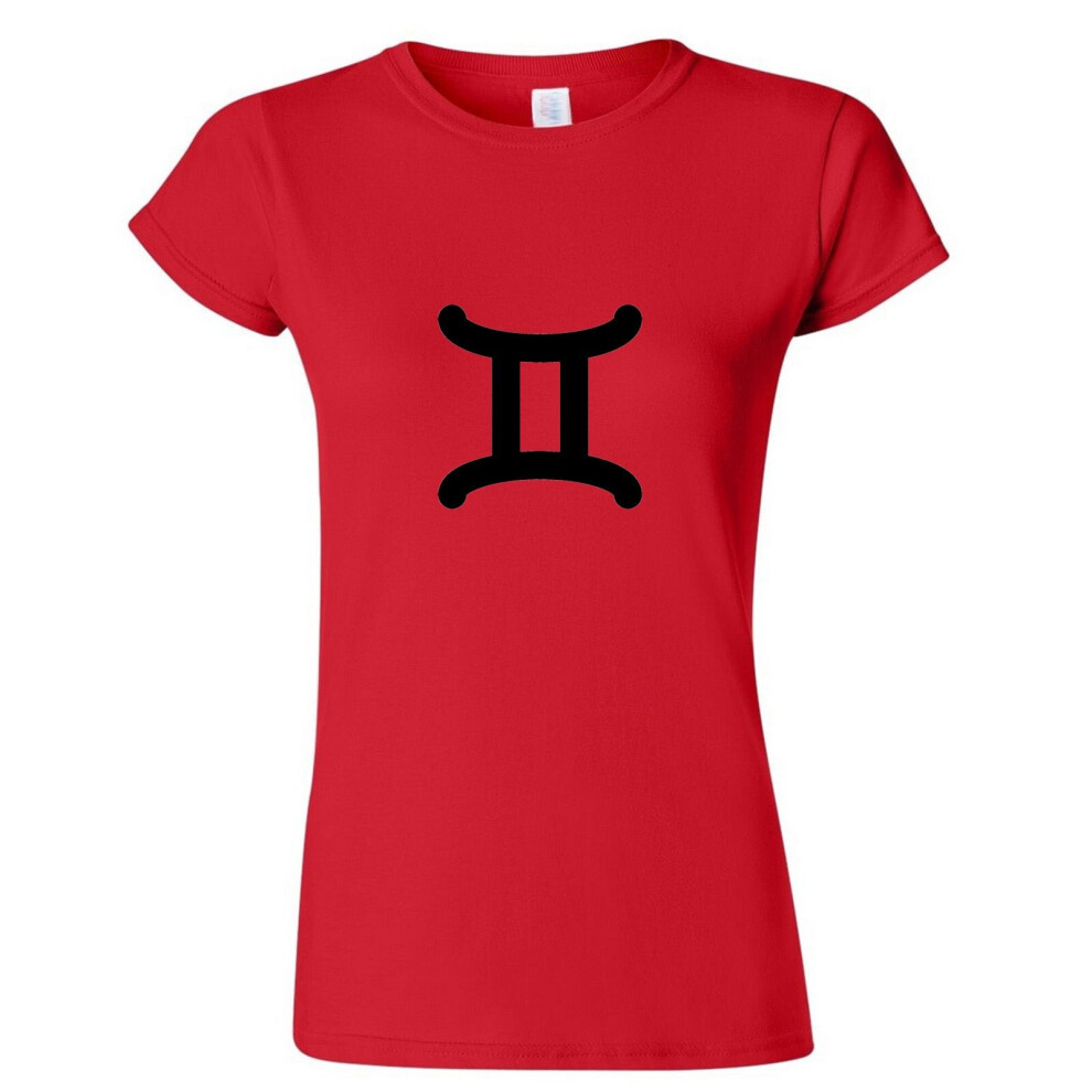 (Red, M) Gemini 2 Zodiac Horoscope Astrological Symbol Sign Ladies Women T Shirt Tee Top