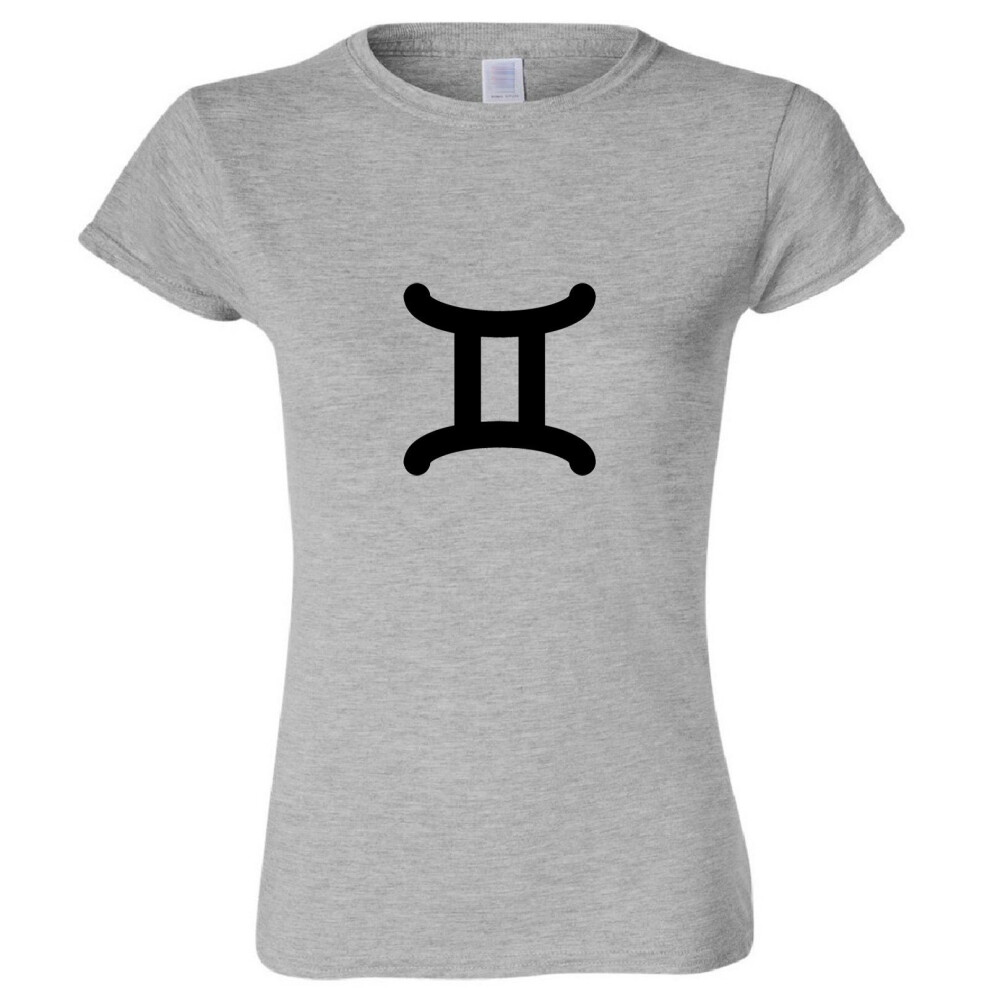 (Sport Grey, M) Gemini 2 Zodiac Horoscope Astrological Symbol Sign Ladies Women T Shirt Tee Top