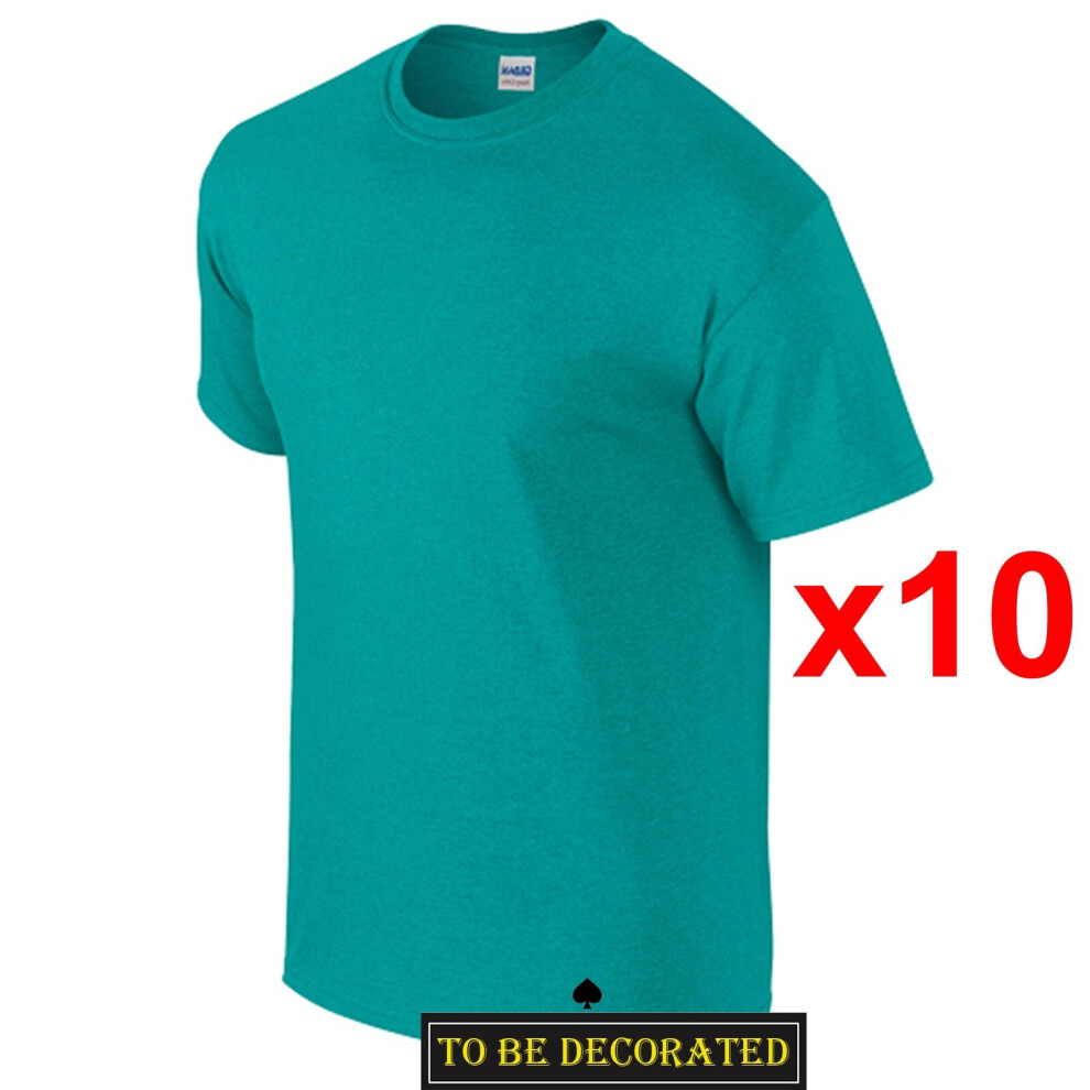 (XL) 10 Packs Gildan T-SHIRT Basic Tee S - 5XL Small Big Men Heavy Cotton (Jade Green)