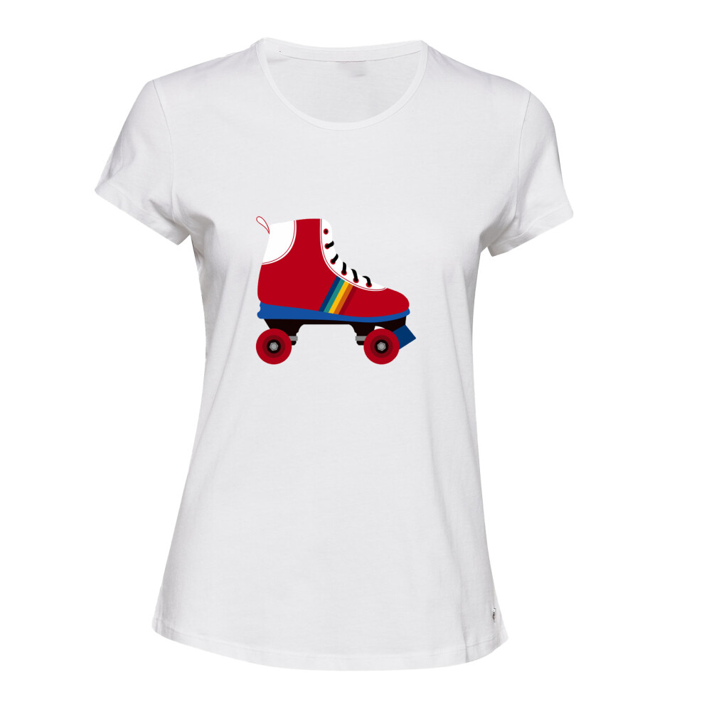 (2XL) Adults Kids Roller Skates Shoes Sports White Ladies Women T Shirt Tee Top