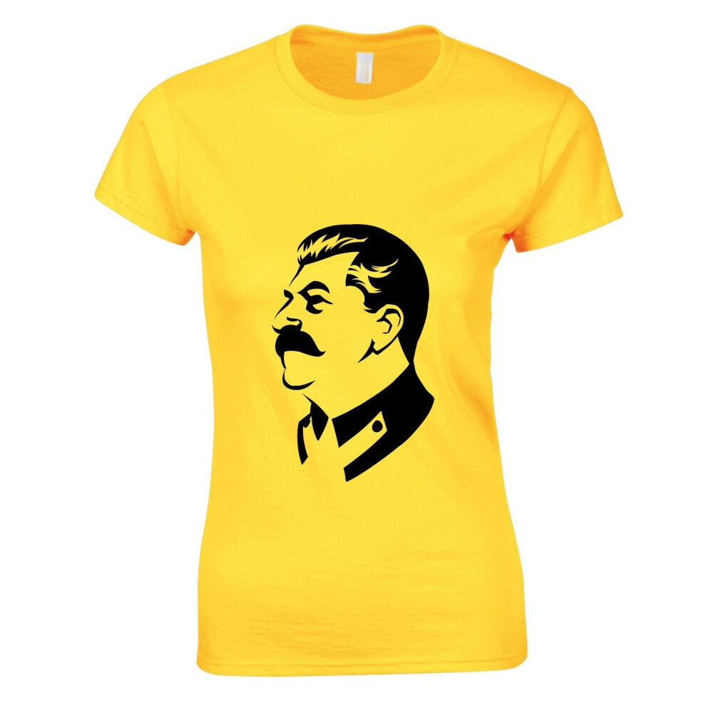 (Yellow, L) Joseph Stalin Soviet Union Russian USSR Socialist Ladies Women T Shirt Tee Top