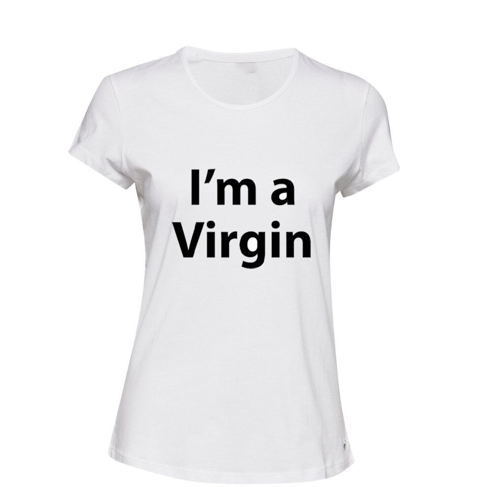 (White, 2XL) I am a Virgin Funny Joke Rude Offensive Slogan Ladies Women T Shirt Tee Top