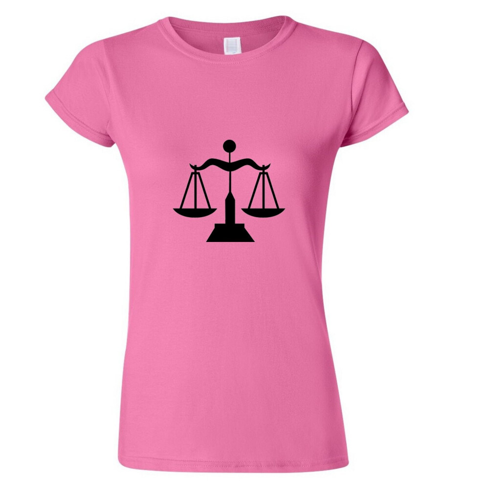 (Pink, 2XL) Libra Zodiac Horoscope Astrological Symbol Sign Ladies Women T Shirt Tee Top