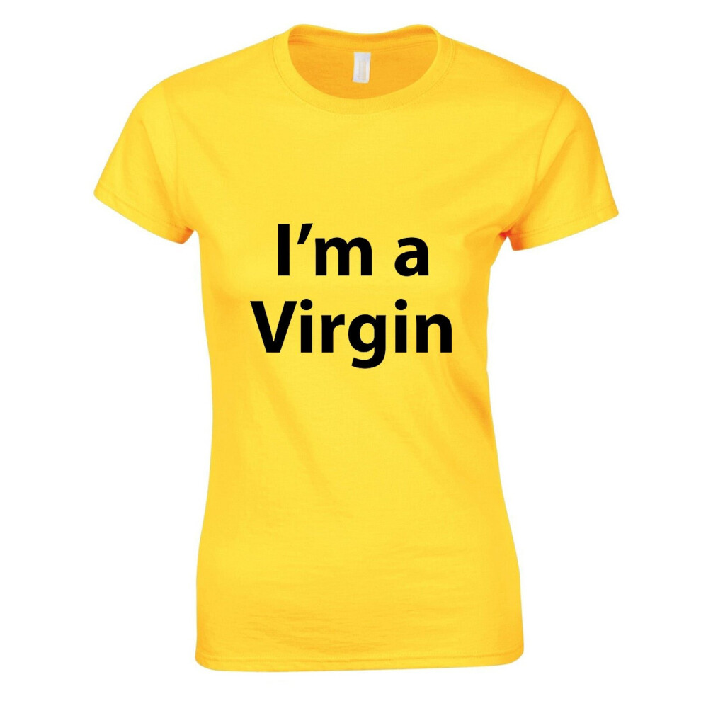 (Yellow, M) I am a Virgin Funny Joke Rude Offensive Slogan Ladies Women T Shirt Tee Top