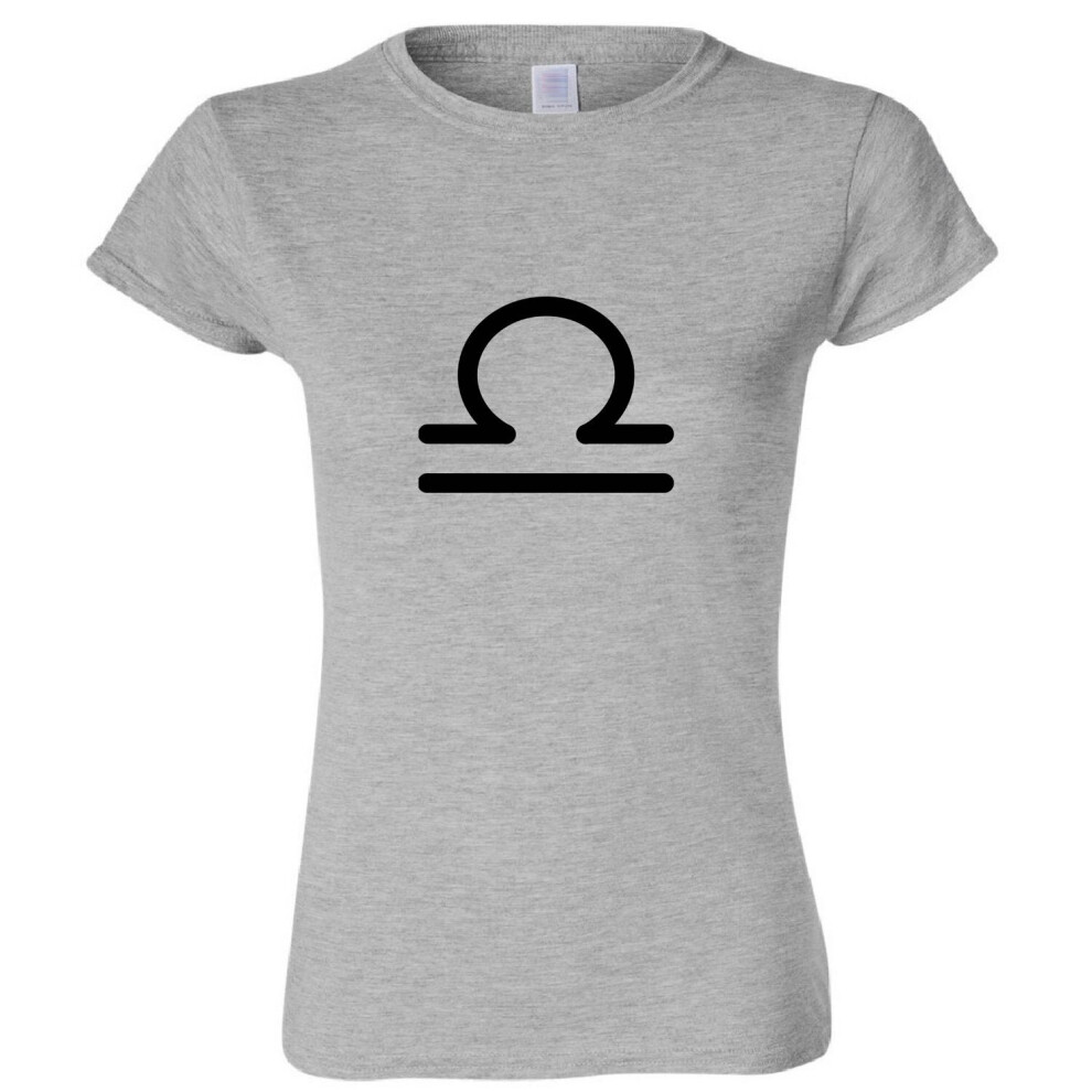 (Sport Grey, L) Libra Zodiac Horoscope Astrological Symbol Sign Ladies Women T Shirt Tee Top