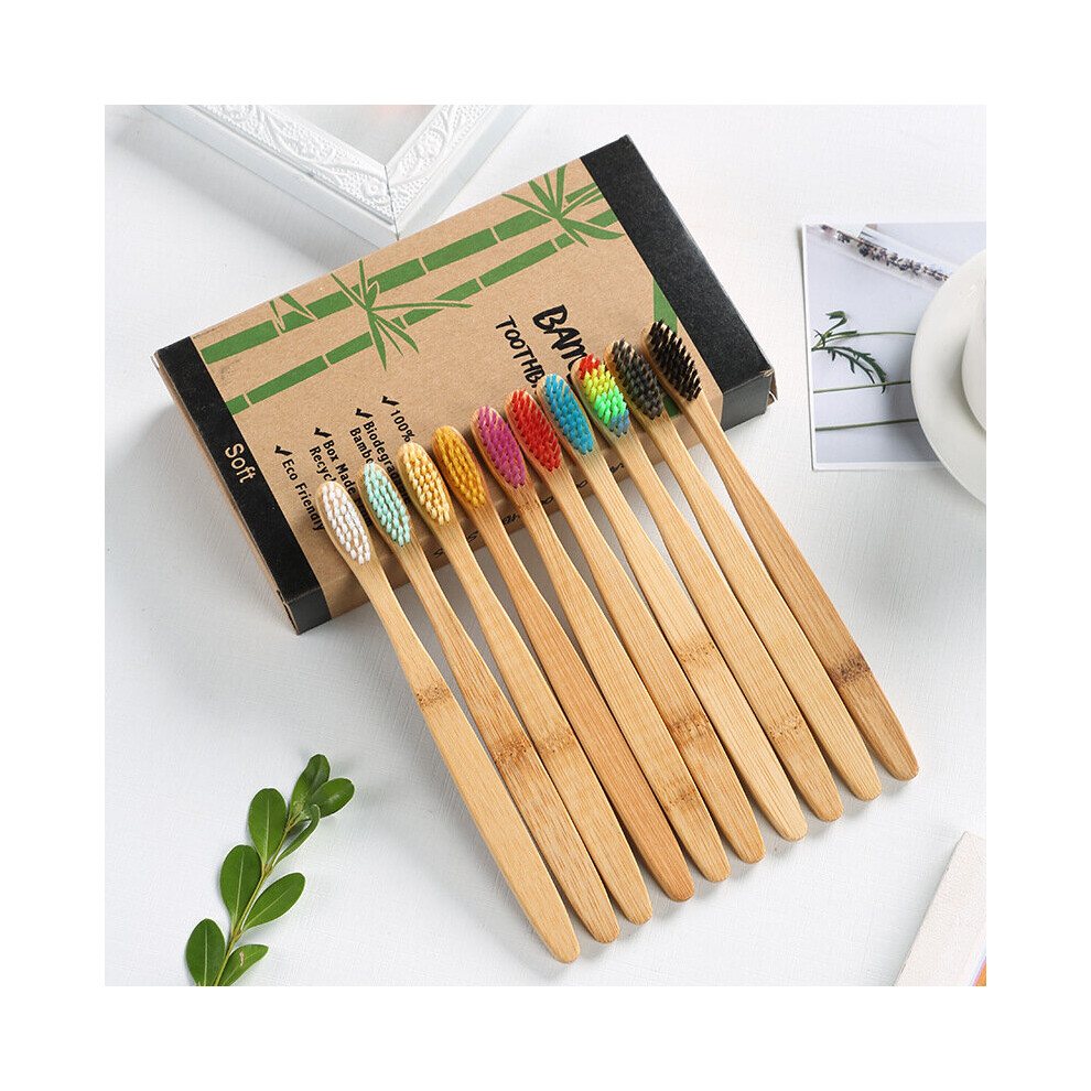 Yetp Star 10Pcs Bamboo Toothbrush Set Soft Bristle Charcoal Teeth Whitening Bamboo Toothbrushes Soft Dental Oral Care