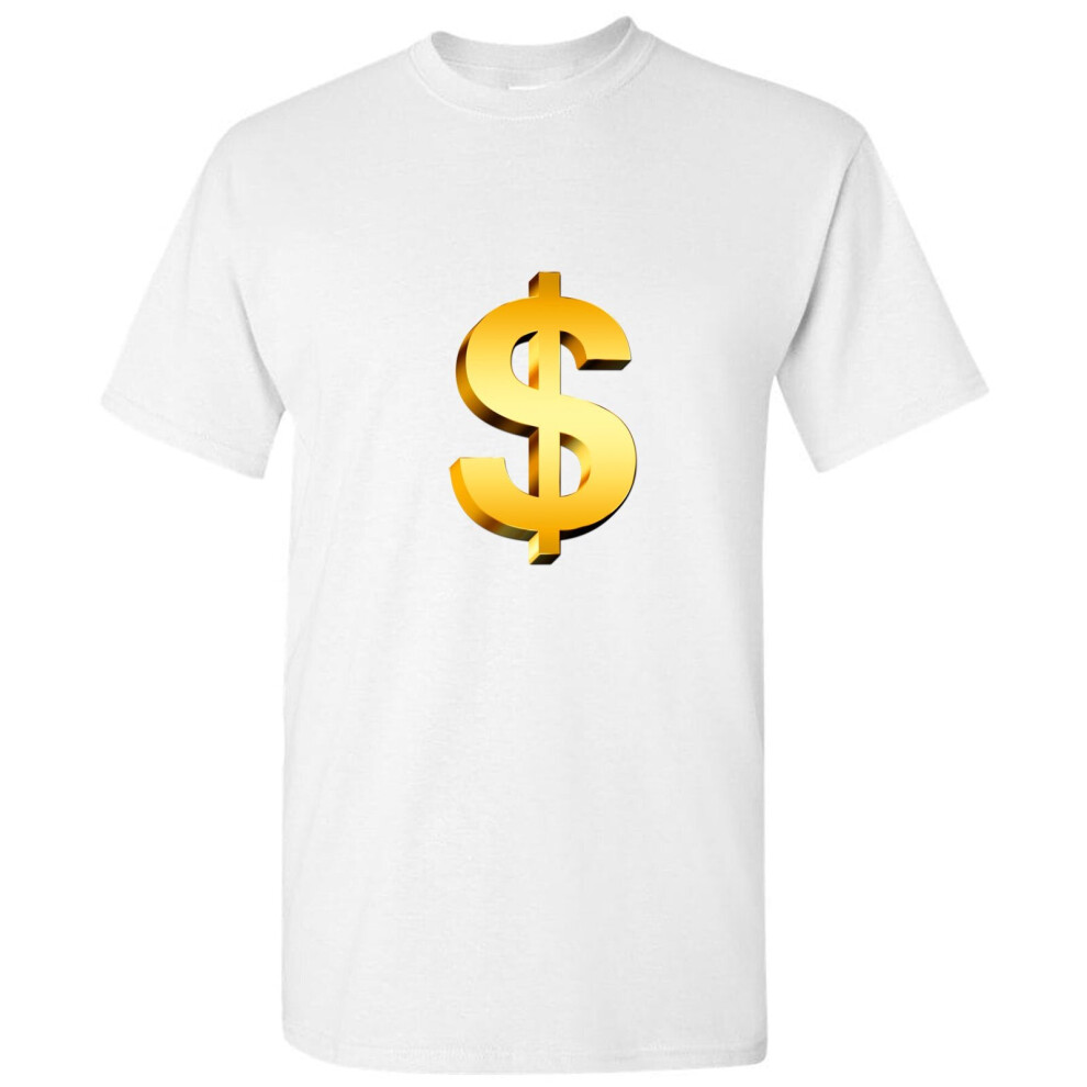 (2XL) Rich Money Dollar Cash Fortune Gold Sign White Men T-Shirt Shirt Tee Top