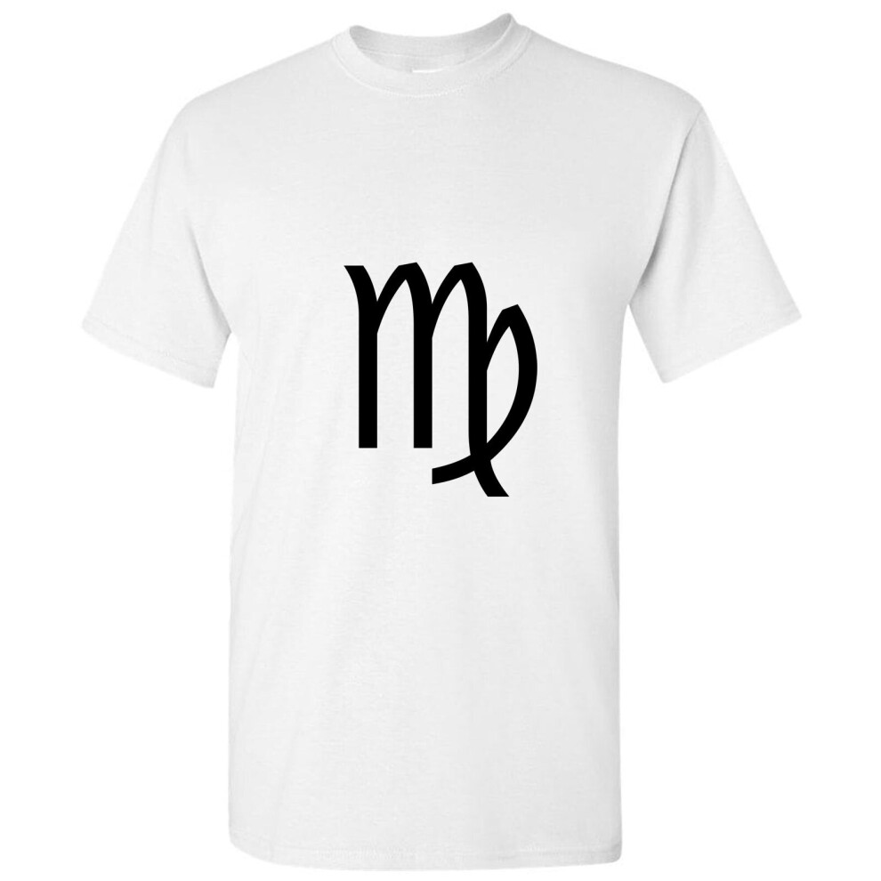 (White, L) Virgo Zodiac Horoscope Astrological Sign Symbol Men T Shirt Tee Top