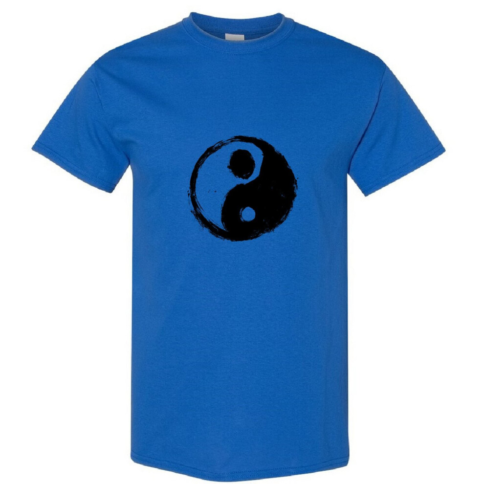 (Royal, S) Ying Yang Vintage Unique Spiritual Chinese Philosophy Symbol Men T Shirt Tee Top