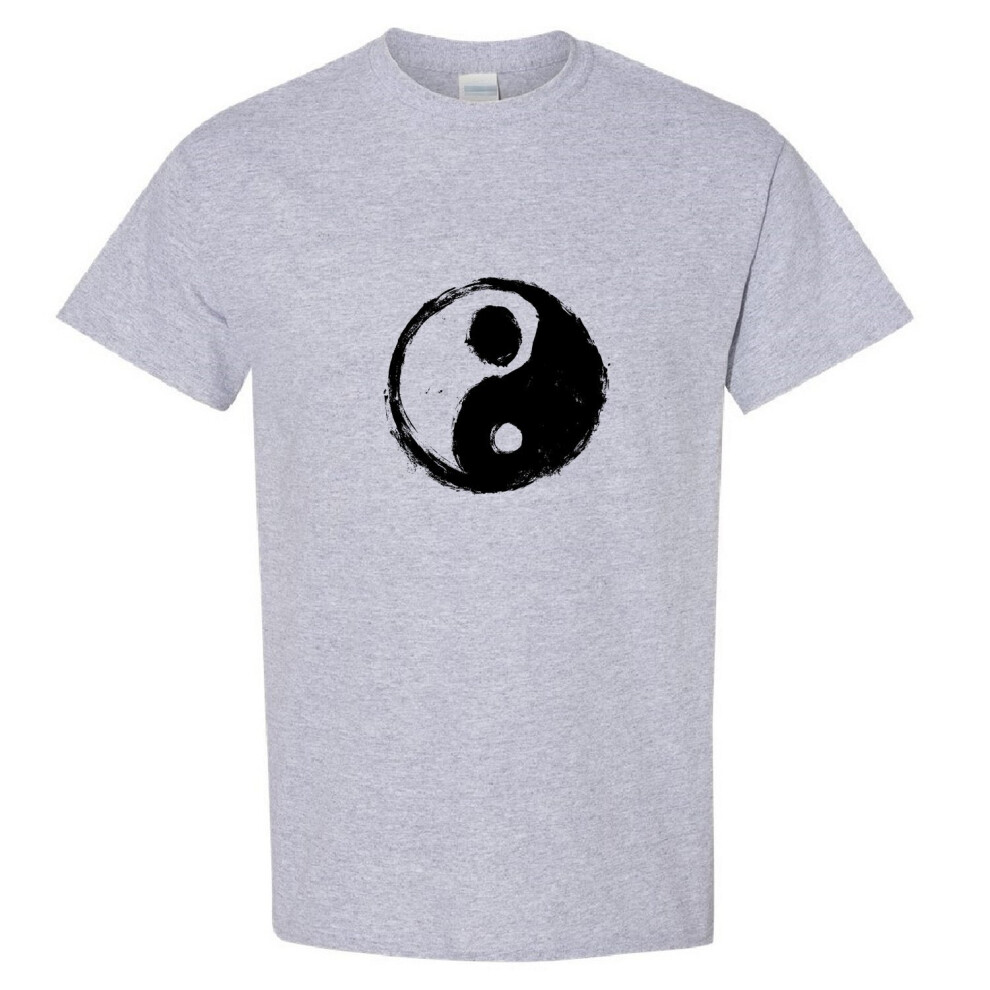 (Sport Grey, S) Ying Yang Vintage Unique Spiritual Chinese Philosophy Symbol Men T Shirt Tee Top