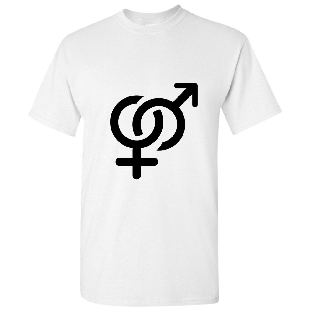 (White, M) Sex Symbol Peace Male Female Sign Funny Novelty Men T Shirt Tee Top