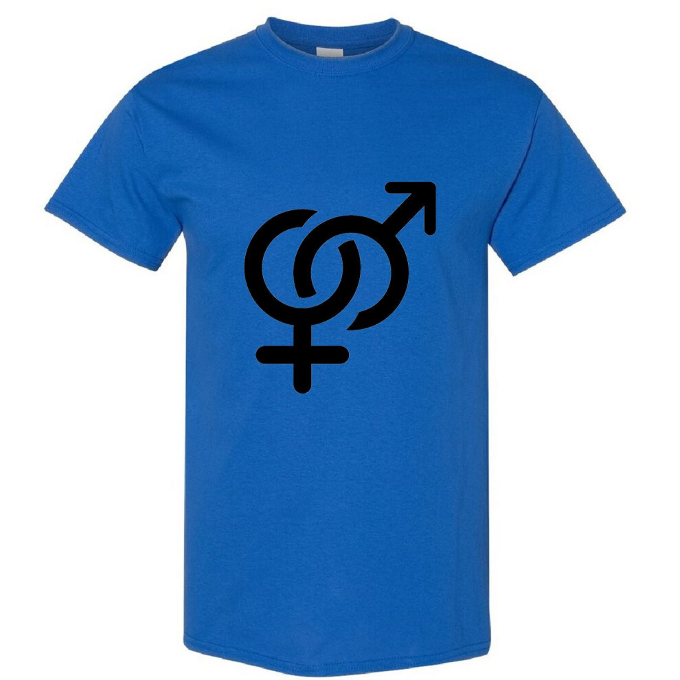 (Royal, L) Sex Symbol Peace Male Female Sign Funny Novelty Men T Shirt Tee Top