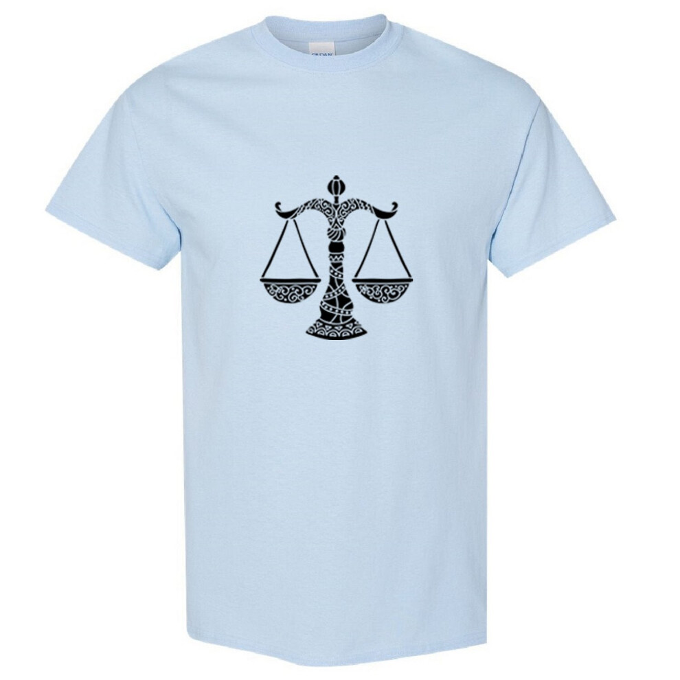 (Light Blue, S) Libra Zodiac Horoscope Astrological Symbol Sign Men T Shirt Tee Top