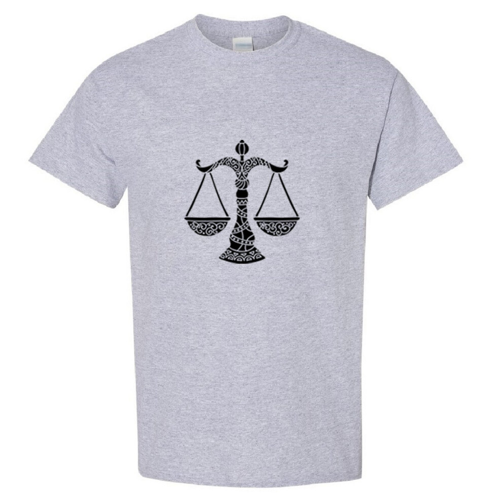 (Sport Grey, L) Libra Zodiac Horoscope Astrological Symbol Sign Men T Shirt Tee Top