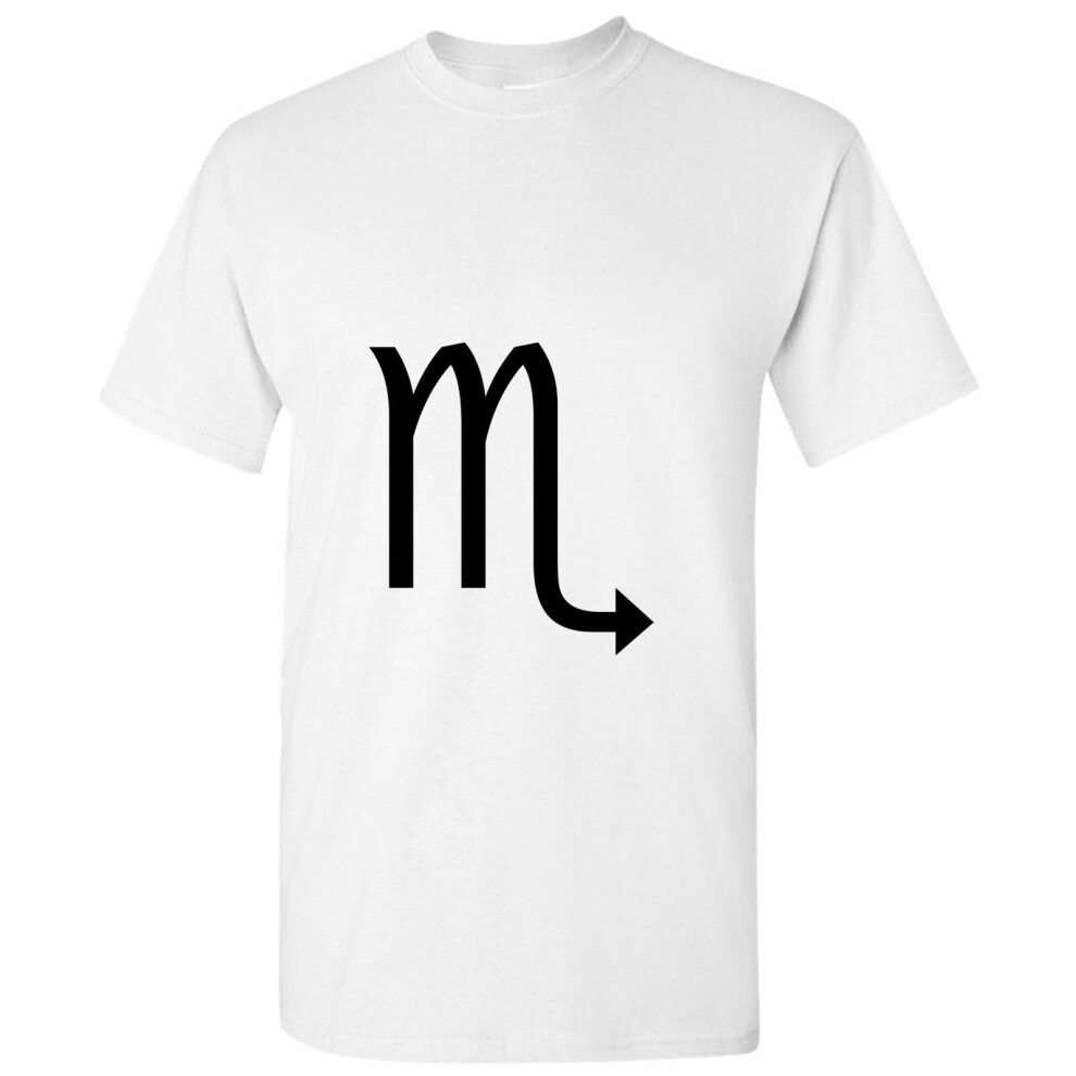 (White, L) Scorpio Zodiac Horoscope Astrological Symbol Sign Men T Shirt Tee Top