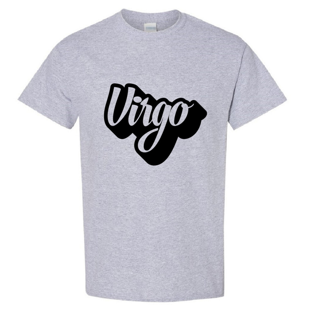 (Sport Grey, S) Virgo Text Zodiac Horoscope Astrological Symbol Sign Men T Shirt Tee Top