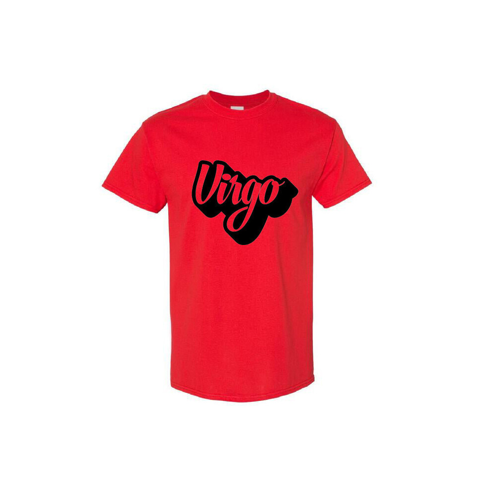 (Red, S) Virgo Text Zodiac Horoscope Astrological Symbol Sign Men T Shirt Tee Top