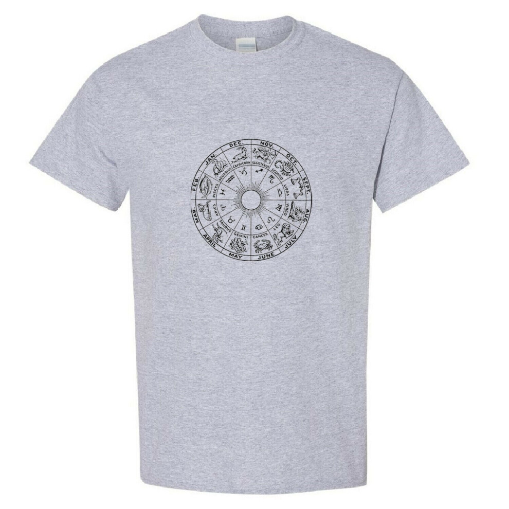 (Sport Grey, S) Zodiac Horoscope Astrological Symbol Sign Unique Personality Men T Shirt Tee Top