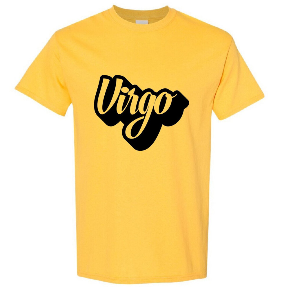 (Yellow, S) Virgo Text Zodiac Horoscope Astrological Symbol Sign Men T Shirt Tee Top