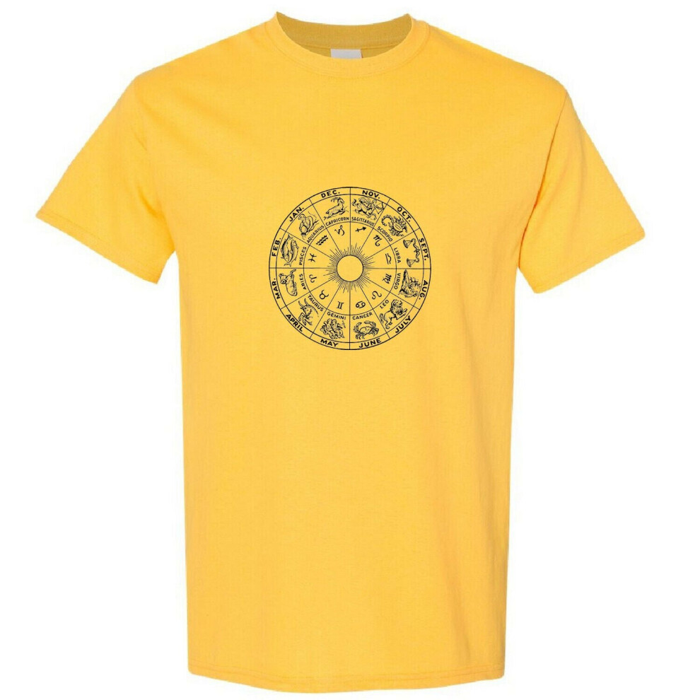 (Yellow, S) Zodiac Horoscope Astrological Symbol Sign Unique Personality Men T Shirt Tee Top