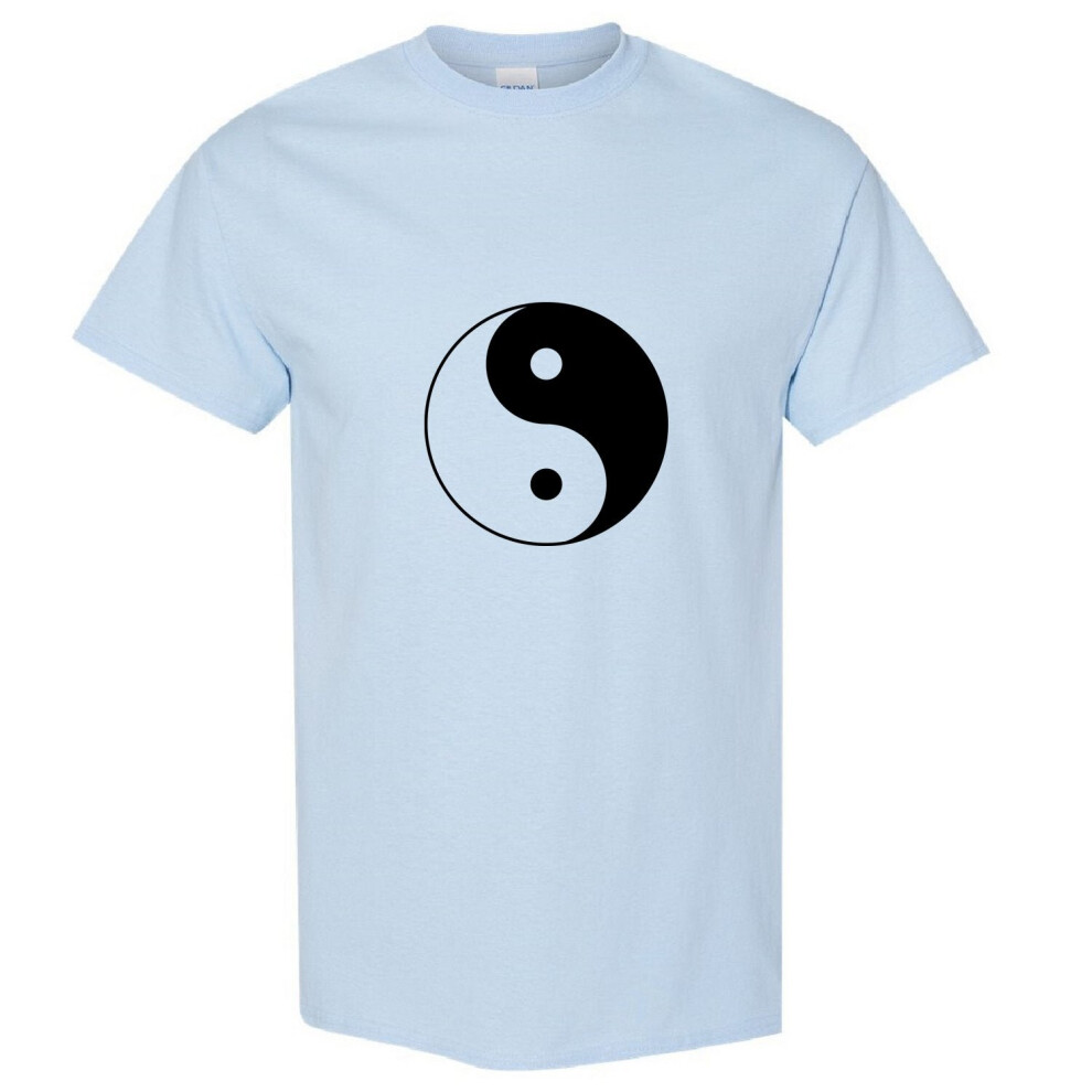 (Light Blue, 2XL) Ying Yang Tao Unique Spiritual Chinese Philosophy Symbol Men T Shirt Tee Top