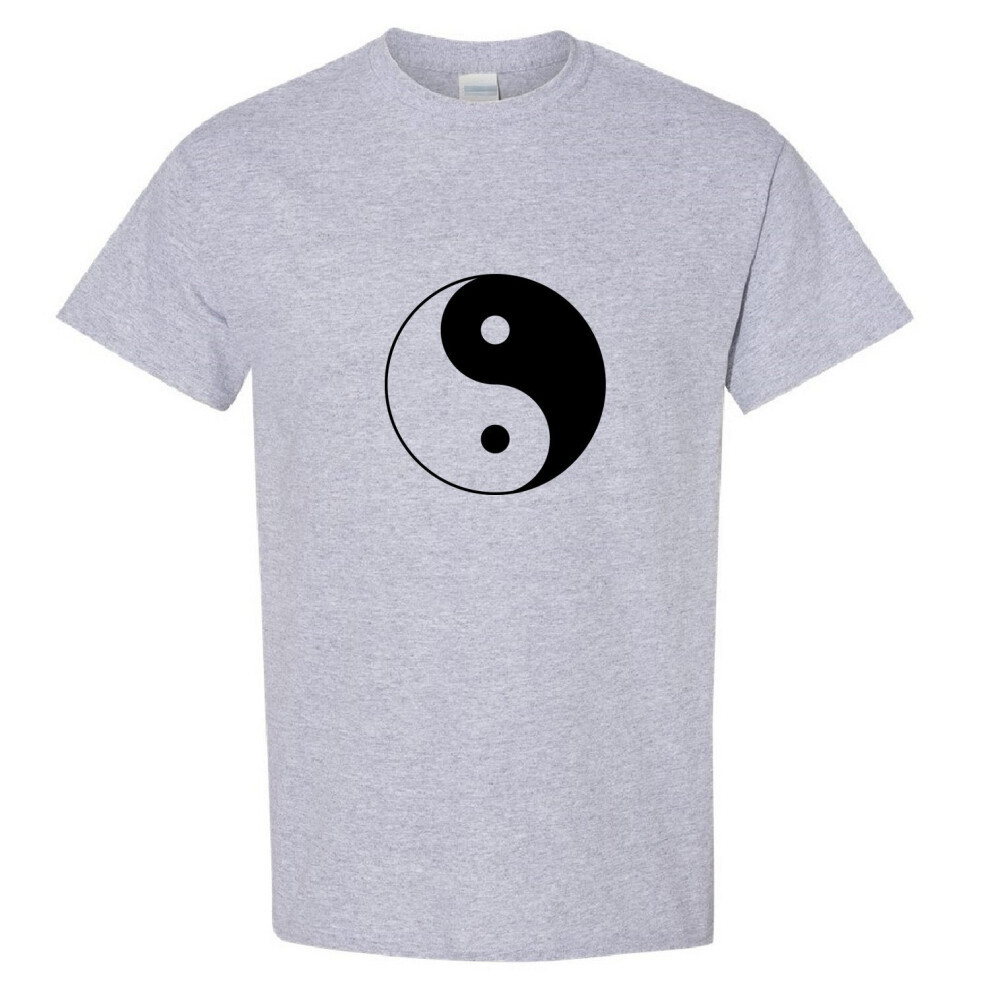 (Sport Grey, 2XL) Ying Yang Tao Unique Spiritual Chinese Philosophy Symbol Men T Shirt Tee Top