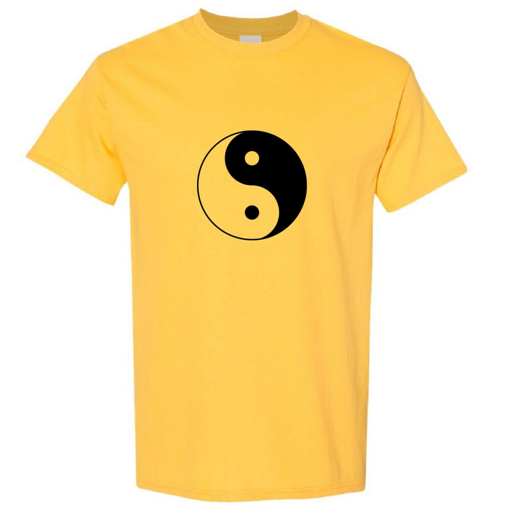 (Yellow, 2XL) Ying Yang Tao Unique Spiritual Chinese Philosophy Symbol Men T Shirt Tee Top