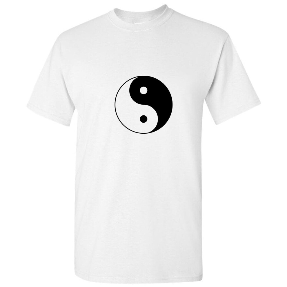 (White, 3XL) Ying Yang Tao Unique Spiritual Chinese Philosophy Symbol Men T Shirt Tee Top