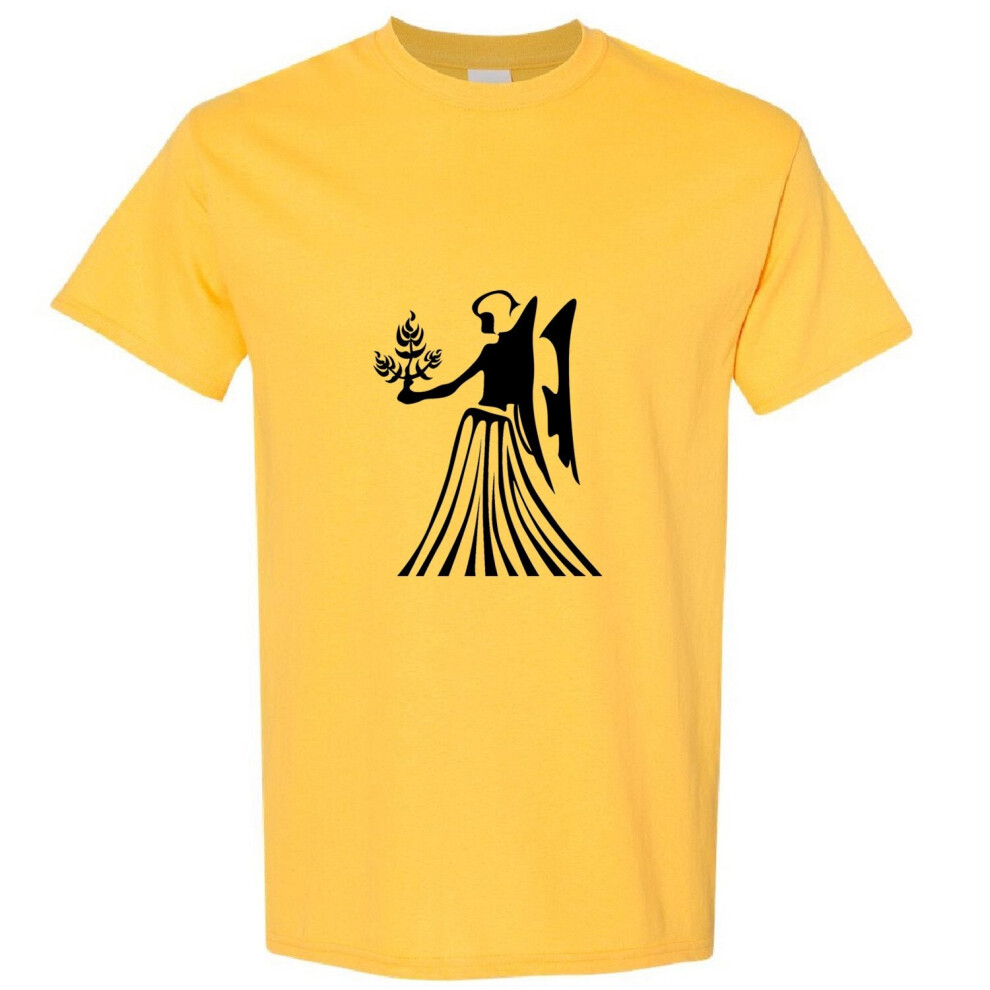 (Yellow, XL) Virgo Goddess Zodiac Horoscope Astrological Sign Men T Shirt Tee Top