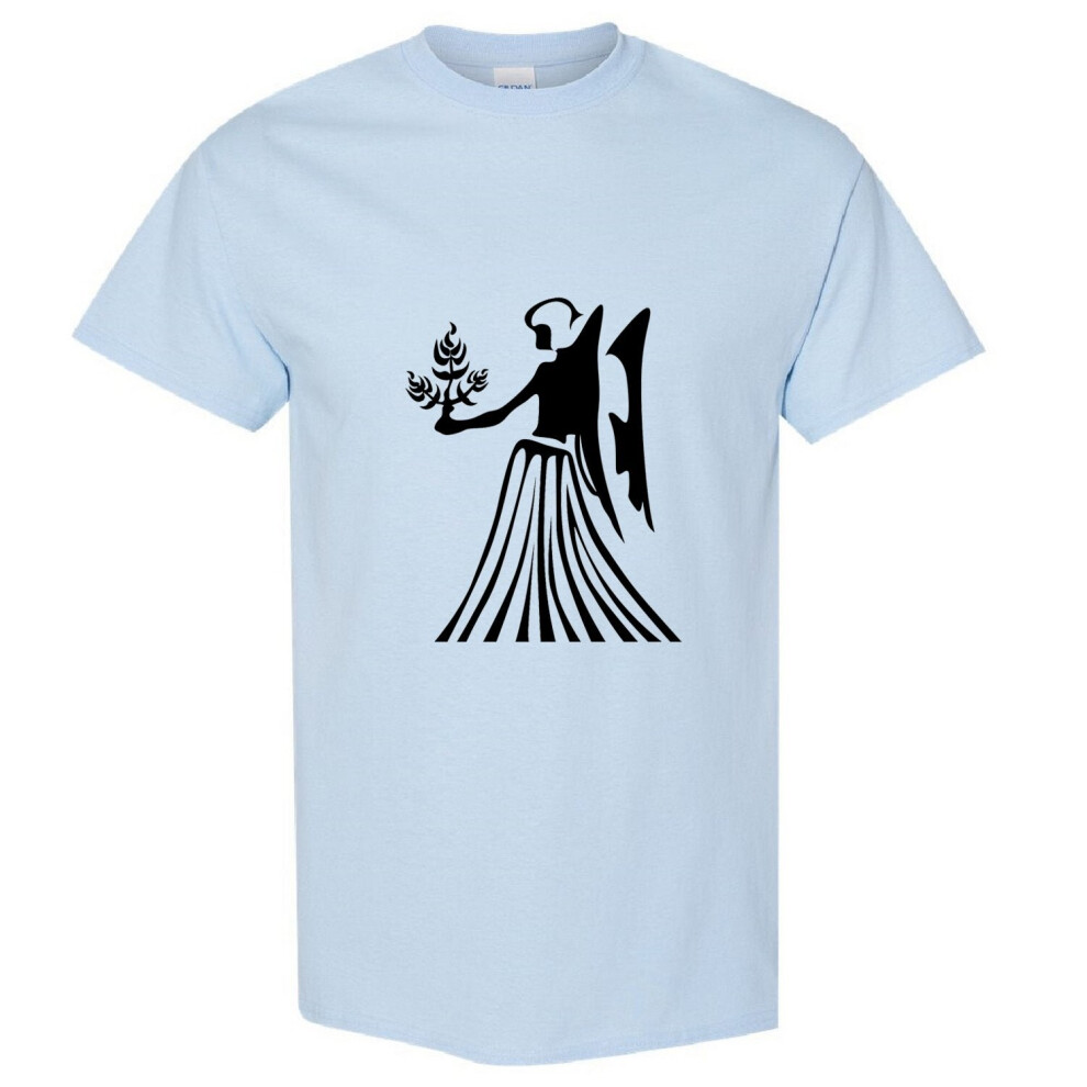 (Light Blue, 2XL) Virgo Goddess Zodiac Horoscope Astrological Sign Men T Shirt Tee Top