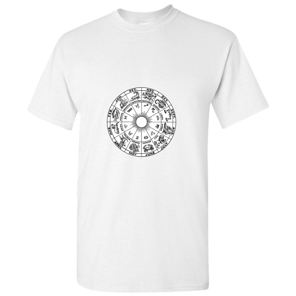 (White, 2XL) Zodiac Horoscope Astrological Symbol Sign Unique Personality Men T Shirt Tee Top