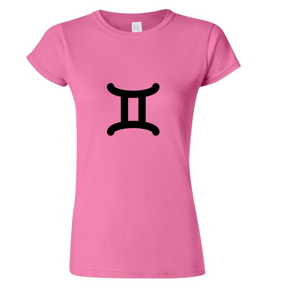 (Pink, L) Gemini 2 Zodiac Horoscope Astrological Symbol Sign Ladies Women T Shirt Tee Top