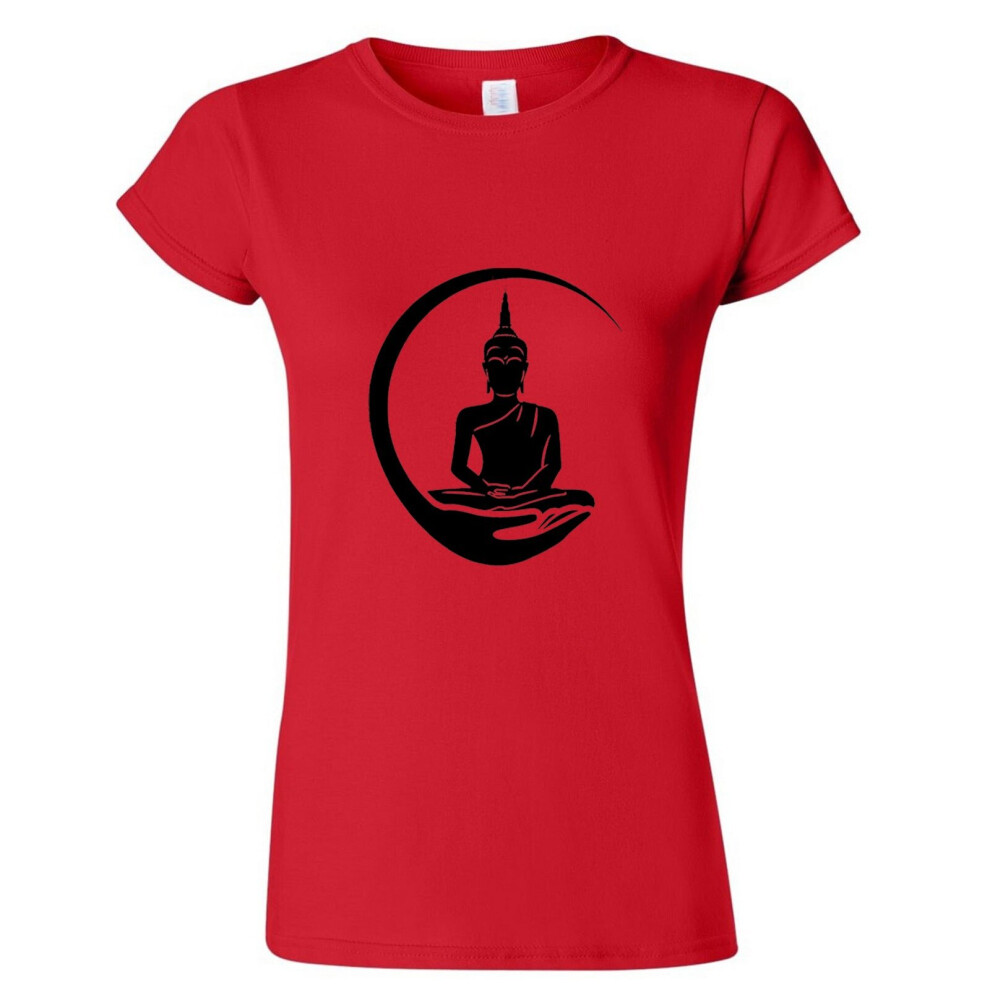 (Red, M) Gautama Zen Buddha Buddhism Buddhist Religion Art Ladies Women T Shirt Tee Top