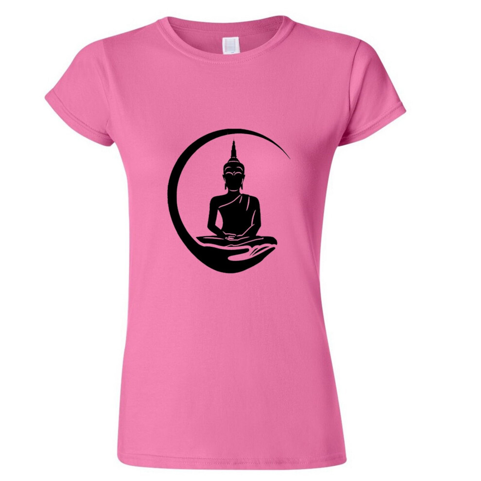 (Pink, S) Gautama Zen Buddha Buddhism Buddhist Religion Art Ladies Women T Shirt Tee Top