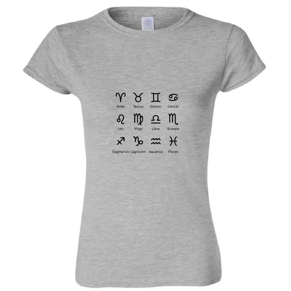 (Sport Grey, M) Zodiac Horoscope Astro Astrological Symbol Sign Ladies Women T Shirt Tee Top