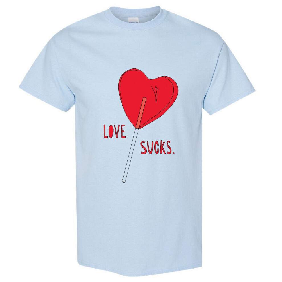 (Light Blue, 3XL) Love Sucks Red Lolly Pop Stick Candy Funny Novelty Men T Shirt Tee Top