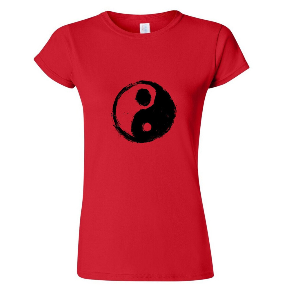 Gildan (, 2XL) Ying Yang Vintage Unique Spiritual Chinese Ladies Women T Shirt Tee Top Red