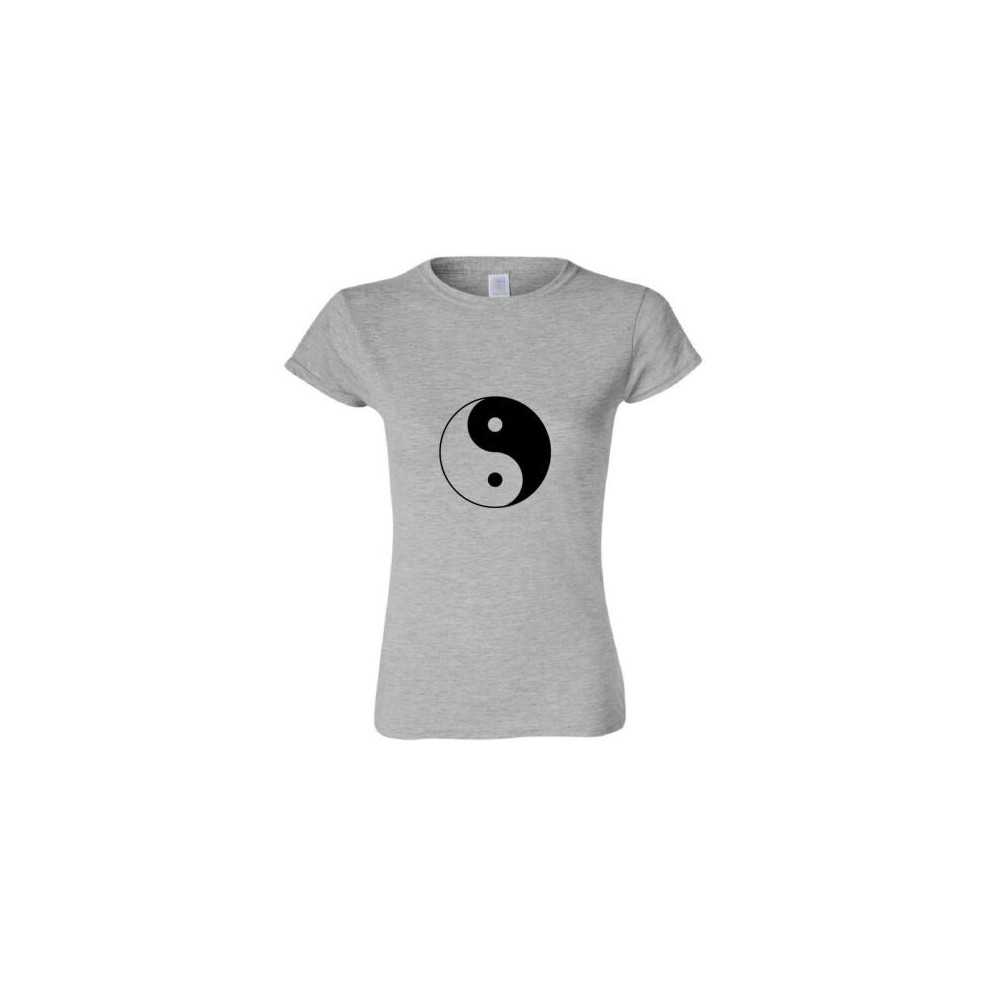 (Sport Grey, 2XL) Ying Yang Tao Unique Spiritual Chinese Philosophy Ladies Women T Shirt Tee Top