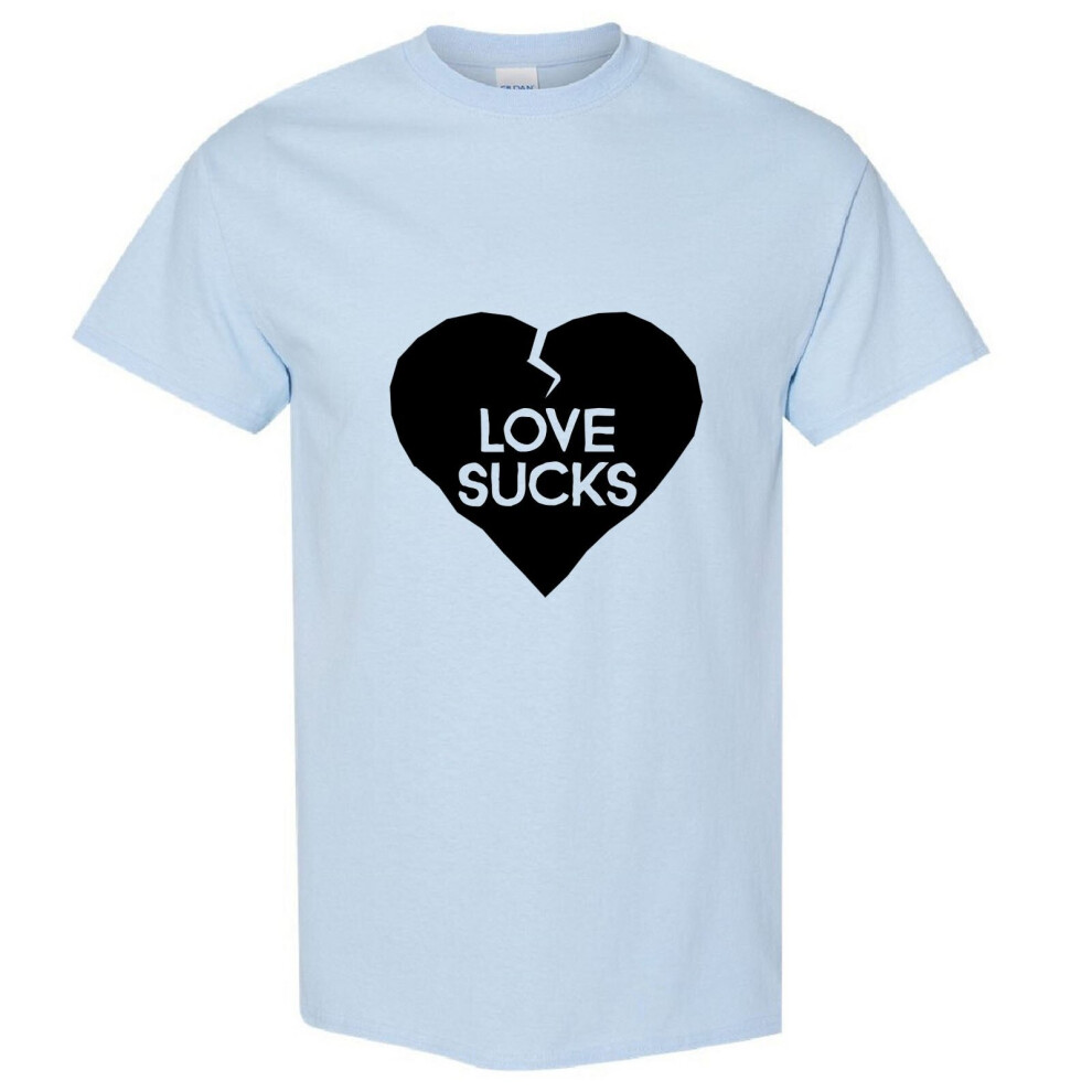 (Light Blue, L) Love Sucks Broken Heart Lover Funny Joke Novelty Men T Shirt Tee Top