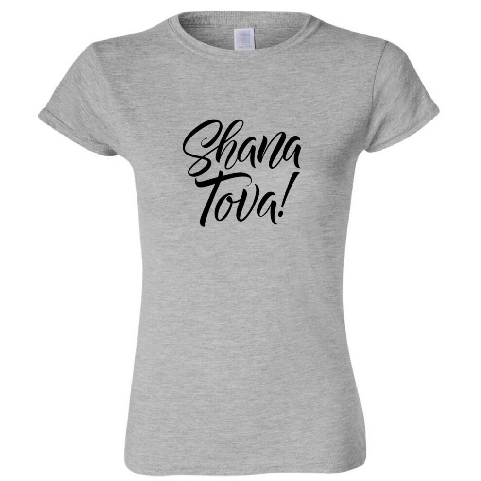 (Sport Grey, S) Jewish Shana Shana Tova Good Happy New Year Ladies Women T Shirt Tee Top Judaism