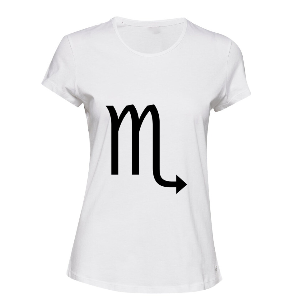 (White, XL) Scorpio Zodiac Horoscope Astrological Symbol Sign Ladies Women T Shirt Tee Top