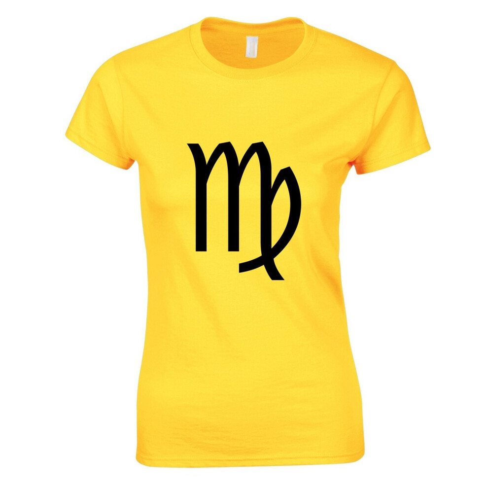 (Yellow, M) Virgo Zodiac Horoscope Astrological Sign Symbol Ladies Women T Shirt Tee Top