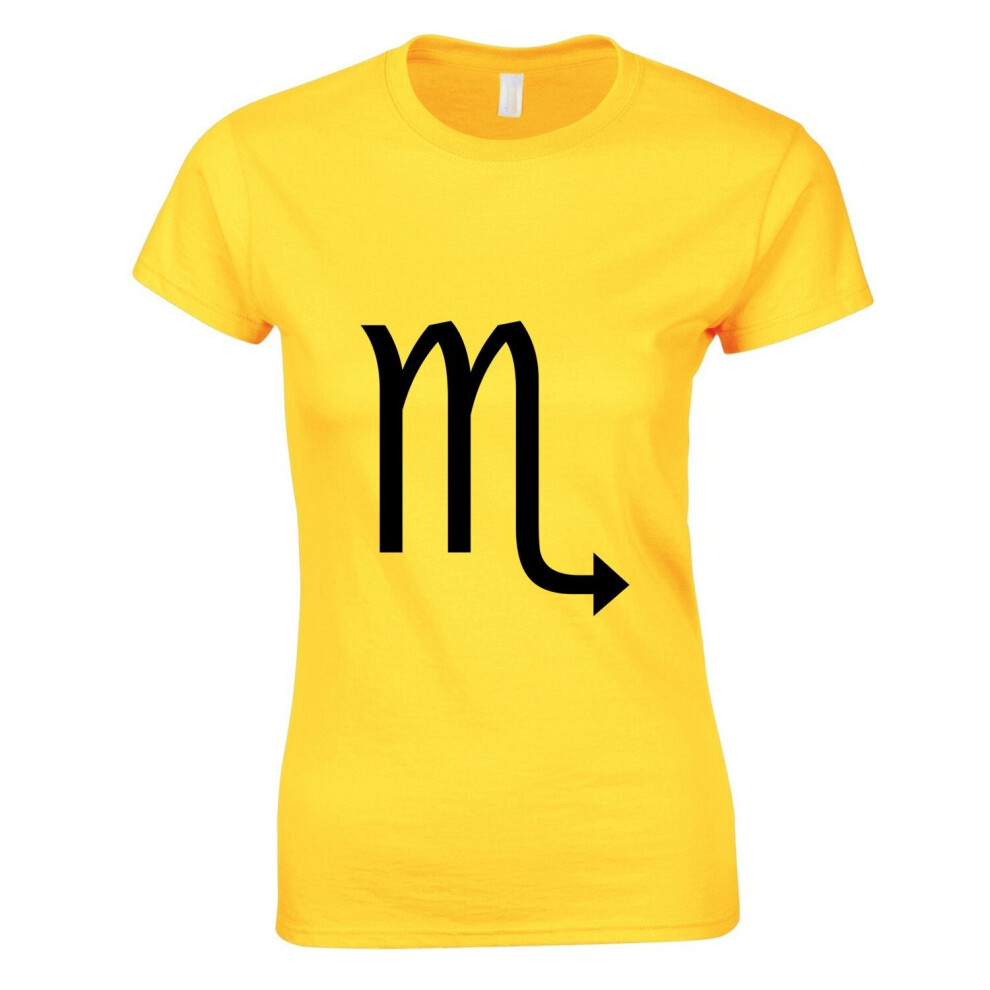 (Yellow, XL) Scorpio Zodiac Horoscope Astrological Symbol Sign Ladies Women T Shirt Tee Top