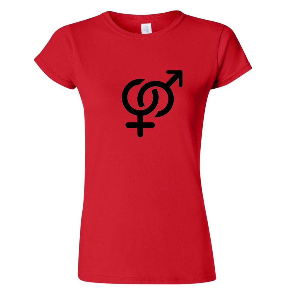 (Red, L) Sex Symbol Peace Male Female Sign Funny Novelty Ladies Women T Shirt Tee Top