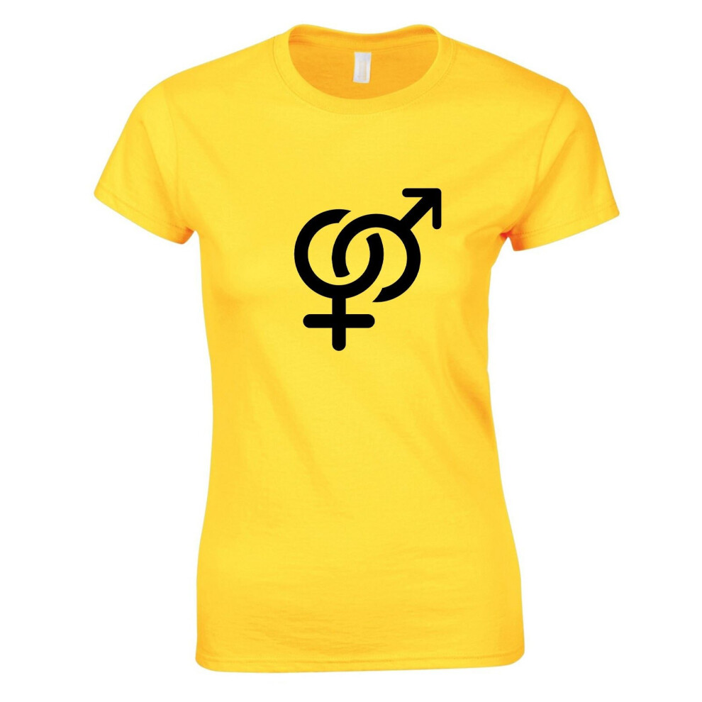 (Yellow, M) Sex Symbol Peace Male Female Sign Funny Novelty Ladies Women T Shirt Tee Top