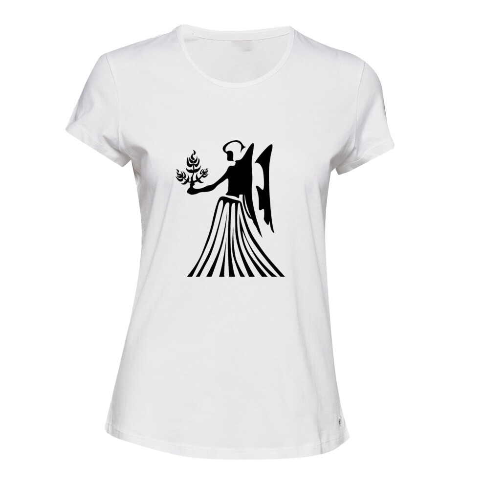 (White, M) Virgo Goddess Zodiac Horoscope Astrological Sign Ladies Women T Shirt Tee Top