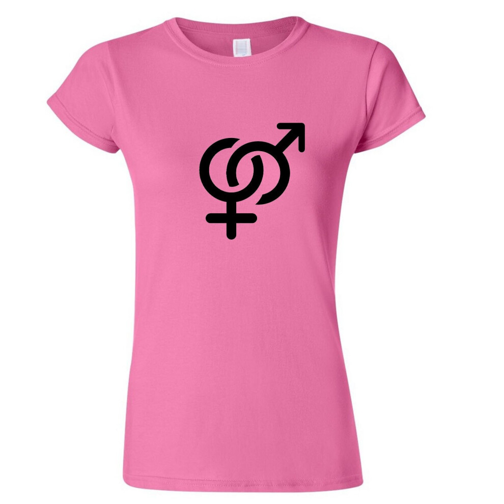 (Pink, S) Sex Symbol Peace Male Female Sign Funny Novelty Ladies Women T Shirt Tee Top